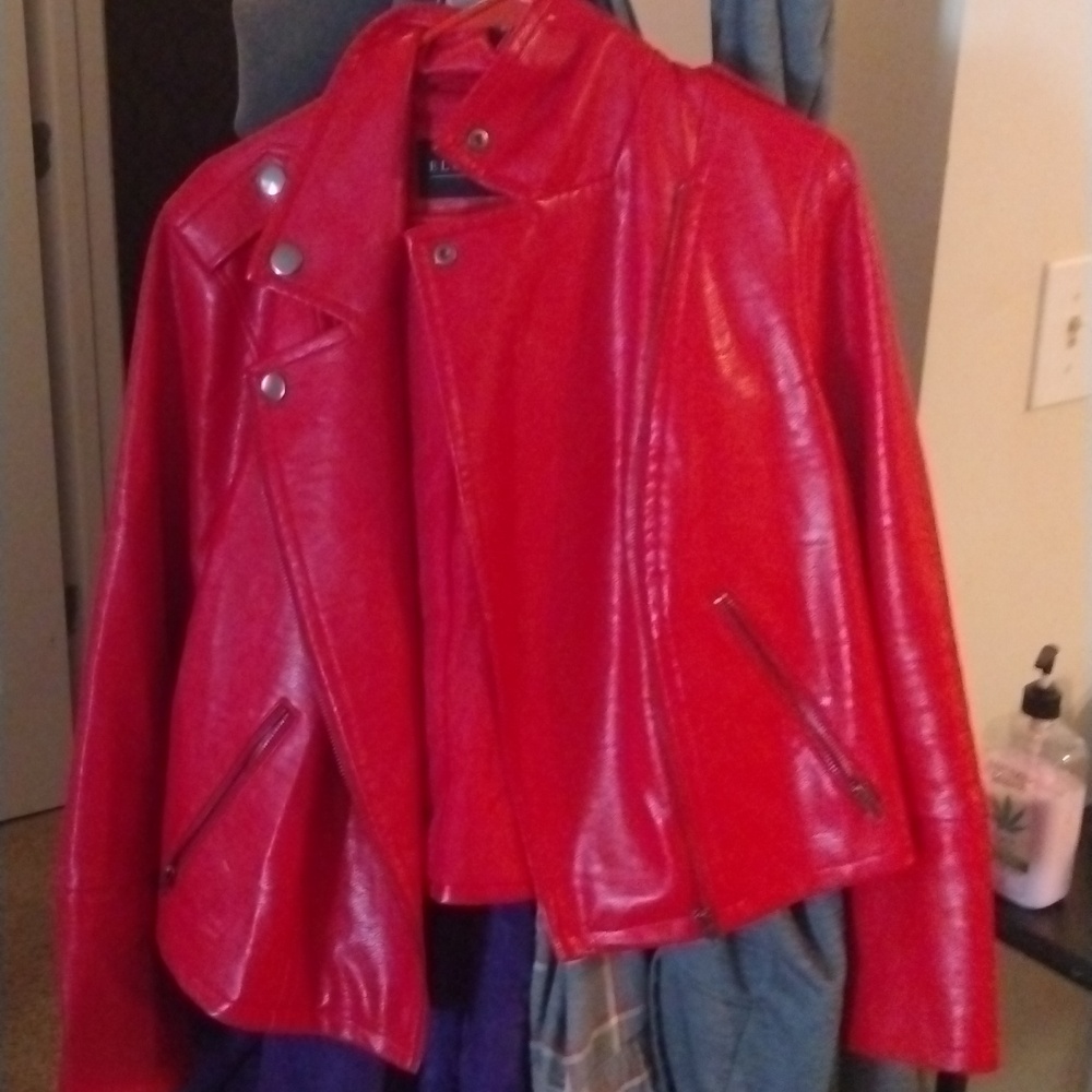 Leather like red jacket